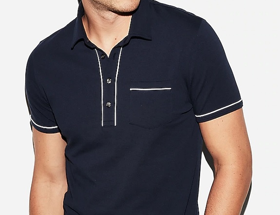 EXPRESS Piped Cotton Stretch Polo