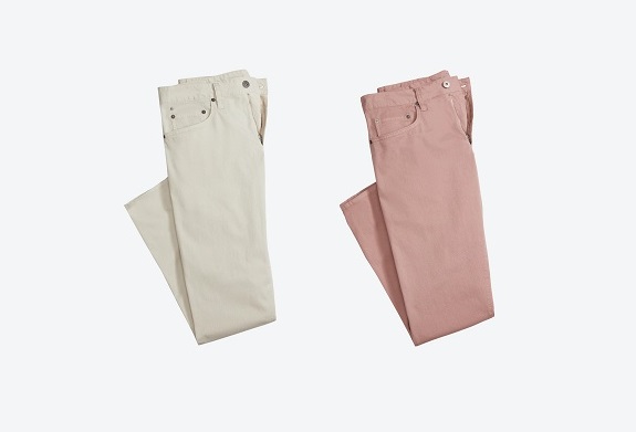 Bonobos Lightweight Travel Jeans in "Fresh White" or "Pink Sand"