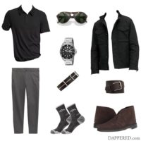Style Scenario: Chinos Chukkas Polo – Black, gray, and brown