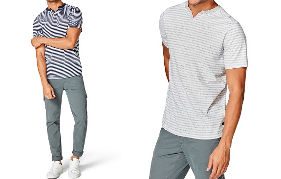 Good Man Brand Slim Fit Stripe Razor V-Notch T-Shirt