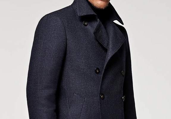 Suitsupply Navy Check Peacoat