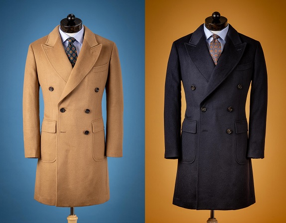 Spier & Mackay Camel and Navy Wool/Cashmere overcoats