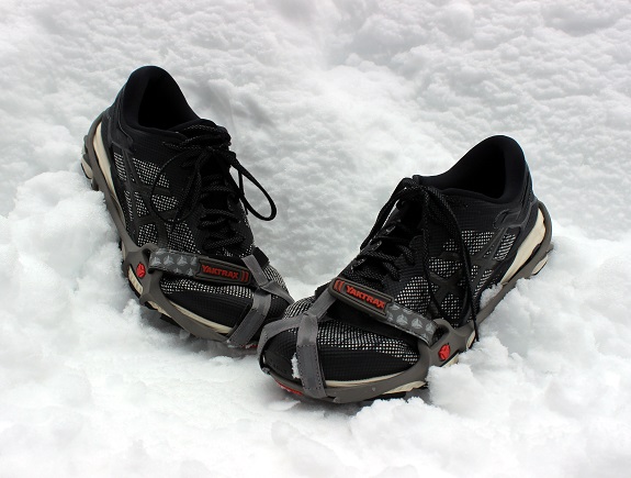 Running shoes in the snow