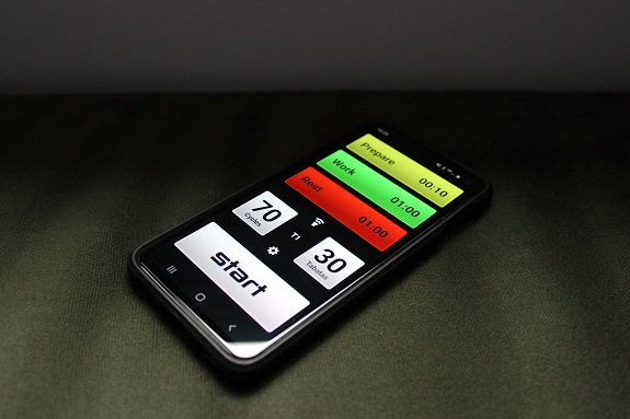 Tabata Timer app on a cell phone