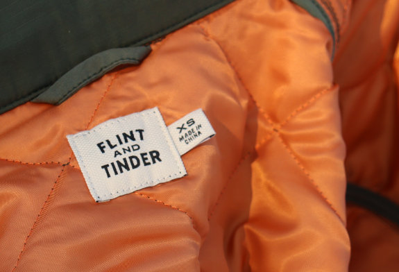 Dappered Flint and Tinder Quilted Flight Jacket Review - Inner Lining and Tag