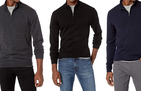 Amazon Goodthreads Men's Lightweight Merino Wool Quarter Zip Sweater