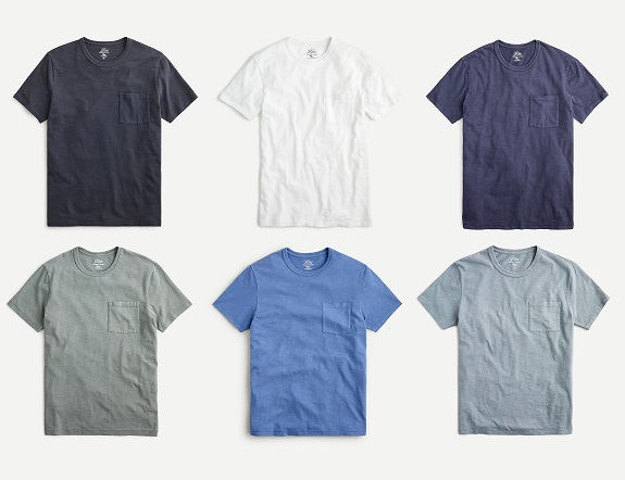 SLIM or Classic garment-dyed slub cotton crewneck T-shirts