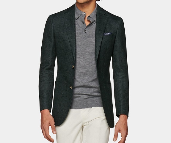 Suitsupply Dark Green Wool/Silk/Linen/Cashmere Havana Jacket