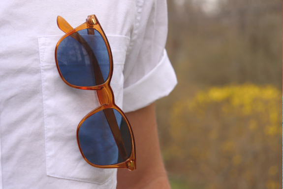 Goodfellow and Co. Crystal Square Sunglasses in Orange/Navy