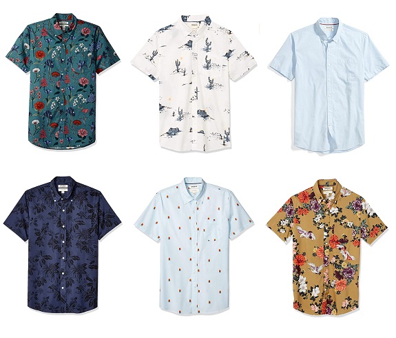 Amazon Goodthreads Men's Slim-Fit Short-Sleeve Printed Poplin Shirt
