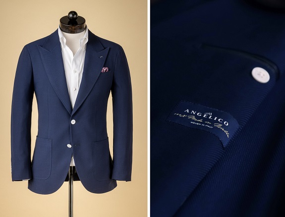 Spier & Mackay Blue Fine Wool/Cotton Twill Peak Lapel Sportcoat