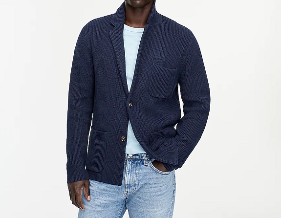 Cotton patch-pocket sweater-blazer