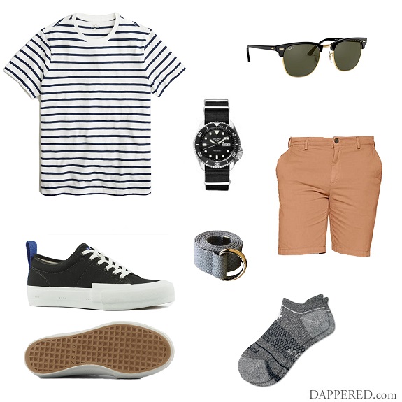 Shorts Sneakers Tee Stripes