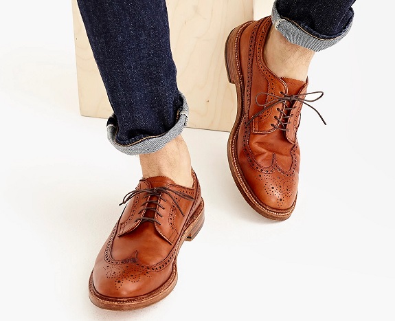 Alden for J.Crew longwing bluchers in tobacco