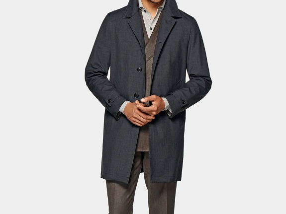 Suitsupply Italian Wool/Poly Grey Raincoat