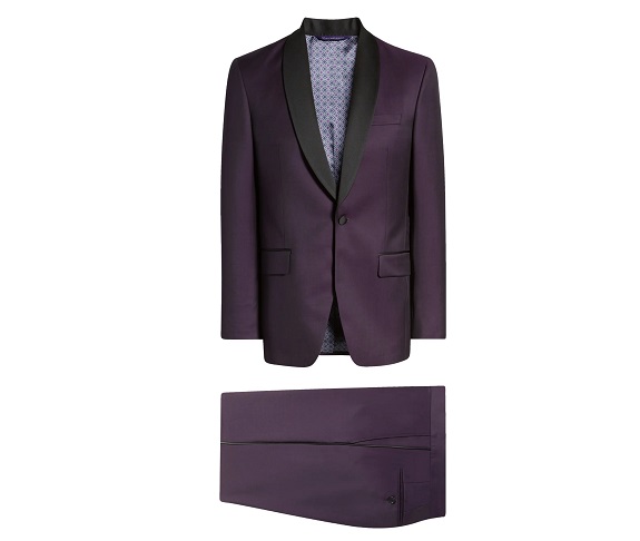 Ted Baker Made in Canada Trim Fit Purple Wool & Mohair Tuxedo