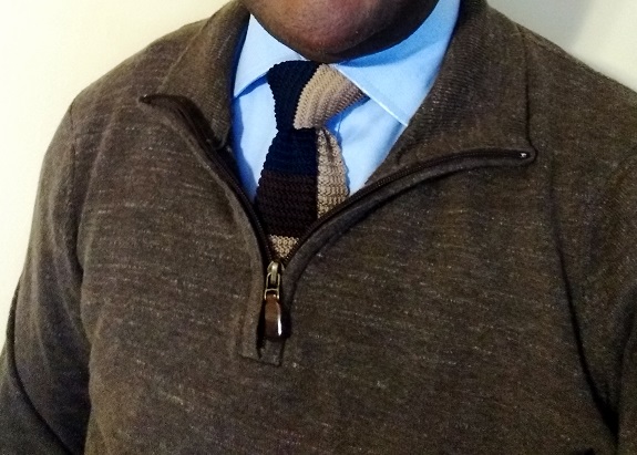 man wearing a knit tie