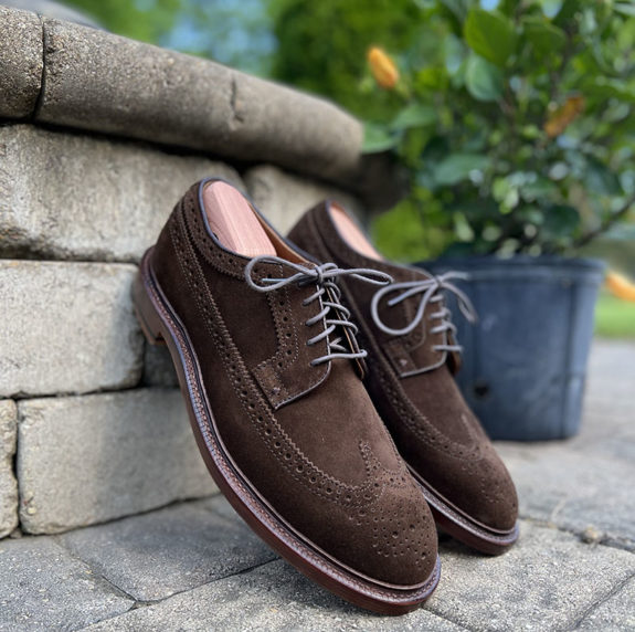 Grant Stone Longwing Bluchers in Coffee Suede