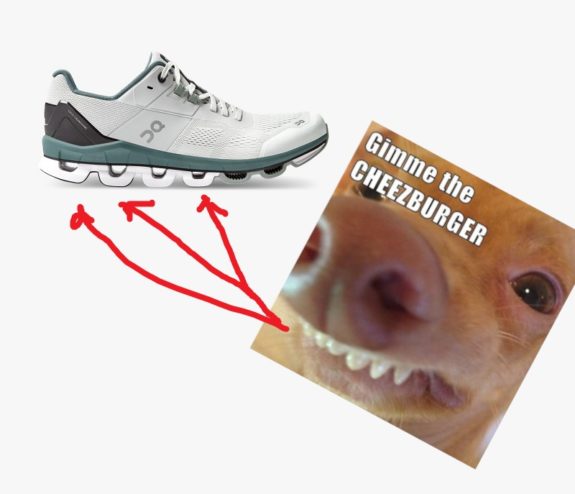 On toothy running sneaker