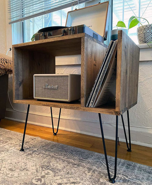 Handmade Record Player Stand Cabinet