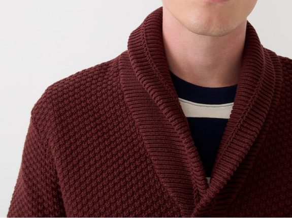 J. Crew Checker-stitch Cotton Shawl Cardigan Sweater