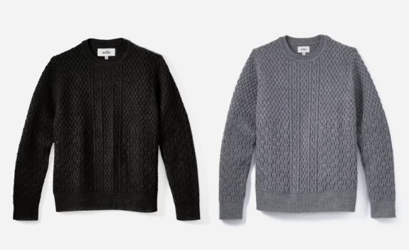 Wills Cable Knit Wool Crewneck Sweater