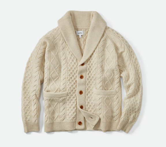 Wills 100% Wool Aran Cable Cardigan Sweater