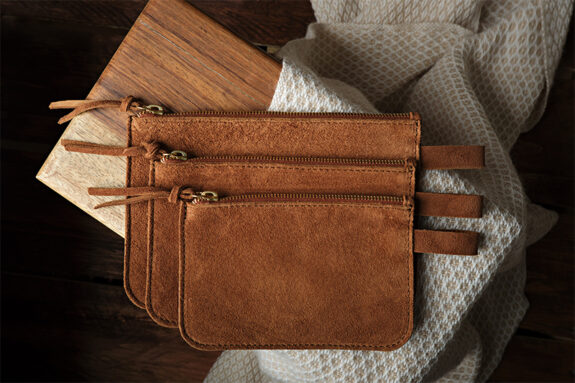 WP standard set of 3 Rough-Out Suede Pouches