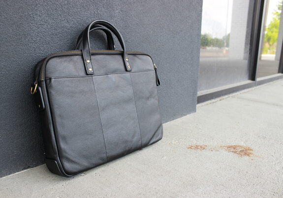 Fossil Haskel Leather Double Zip Briefcase
