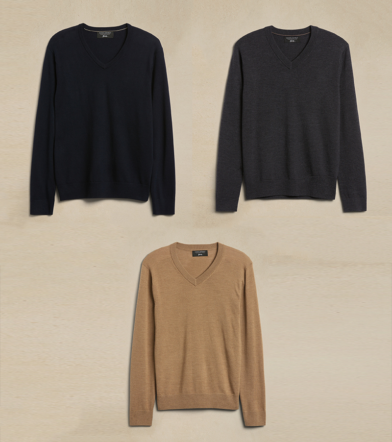 Italian Merino V-Neck Sweaters