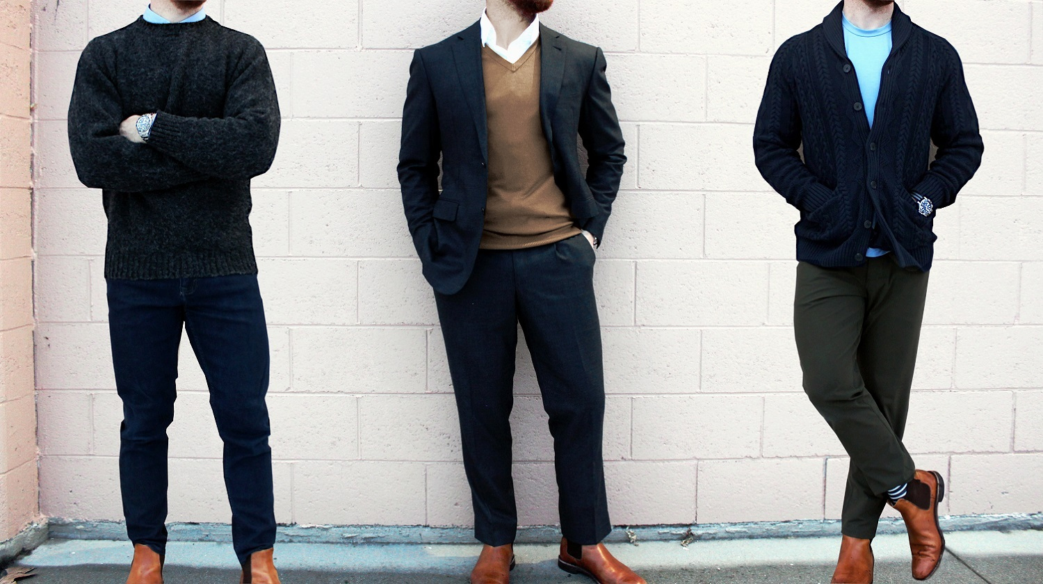 Merino V-neck sweater  Sweater outfits men, Mens business casual outfits,  Business casual men