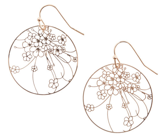 Gold Filigree Flower Drop Earrings