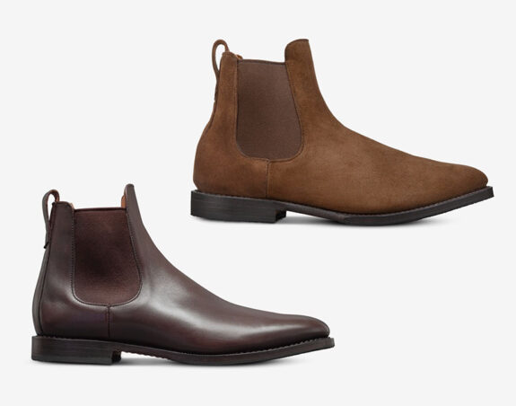 Allen Edmonds Liverpool Chelsea Boots in brown suede and brown leather