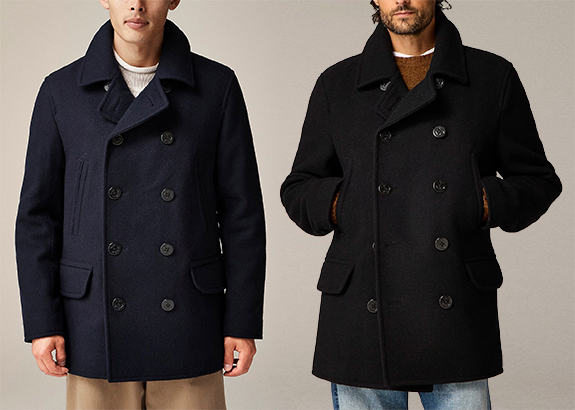 The J Crew Dock Peacoat has returned to its previous style form