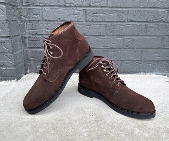 J. Crew Field Boots in Brown Suede on pavement