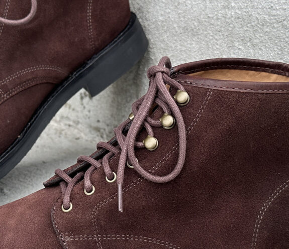 Up close photo of J. Crew Field Boots in Brown Suede