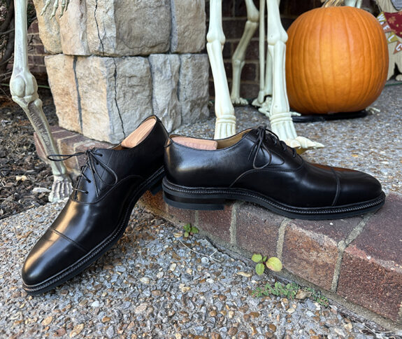 Meermin Cap Toe Oxfords with skeleton legs and pumpkin